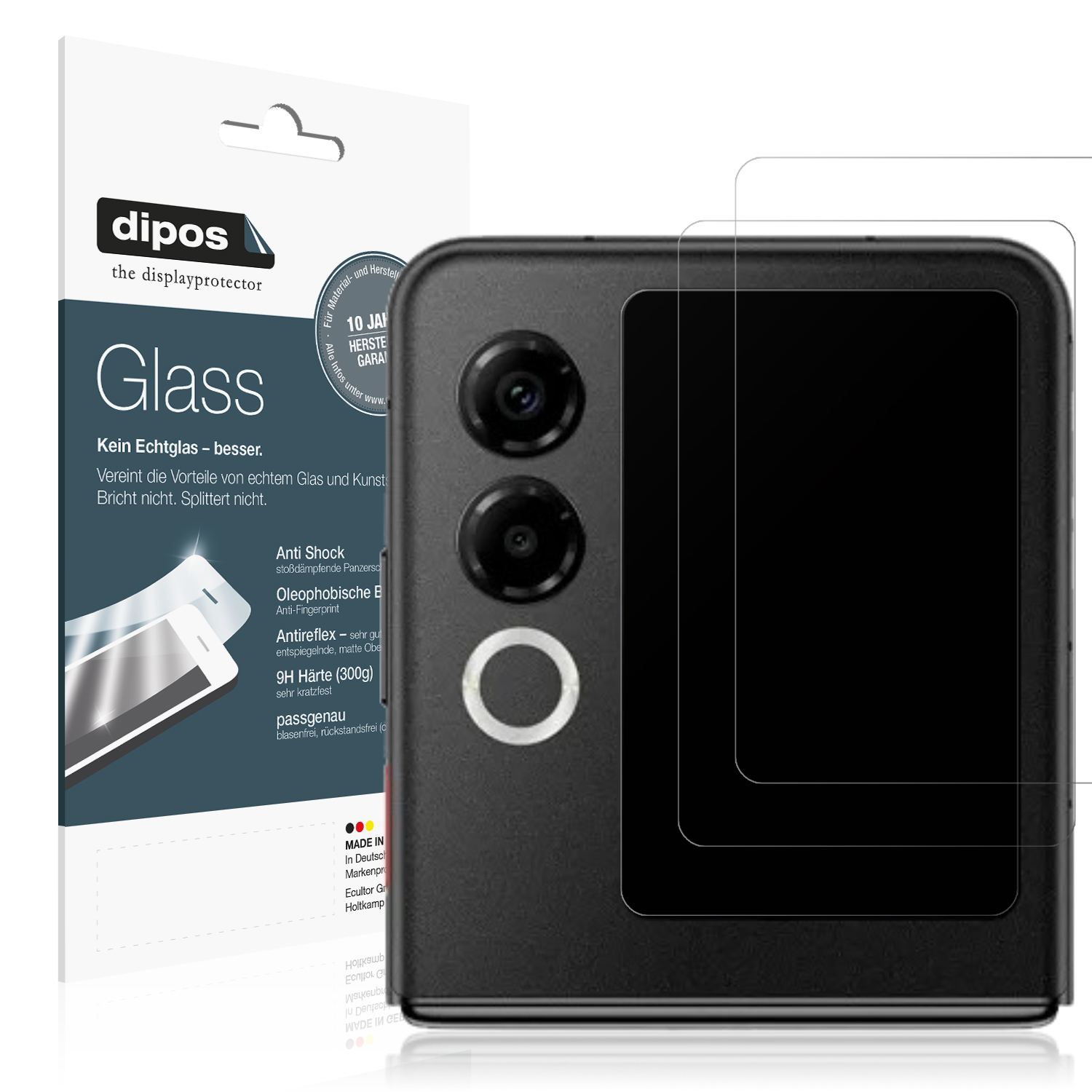 Matte Displayschutzfolie von dipos passend für Nubia ZTE Flip 2 5G Außenseite, 9H kratzfest und blasenfrei montiert