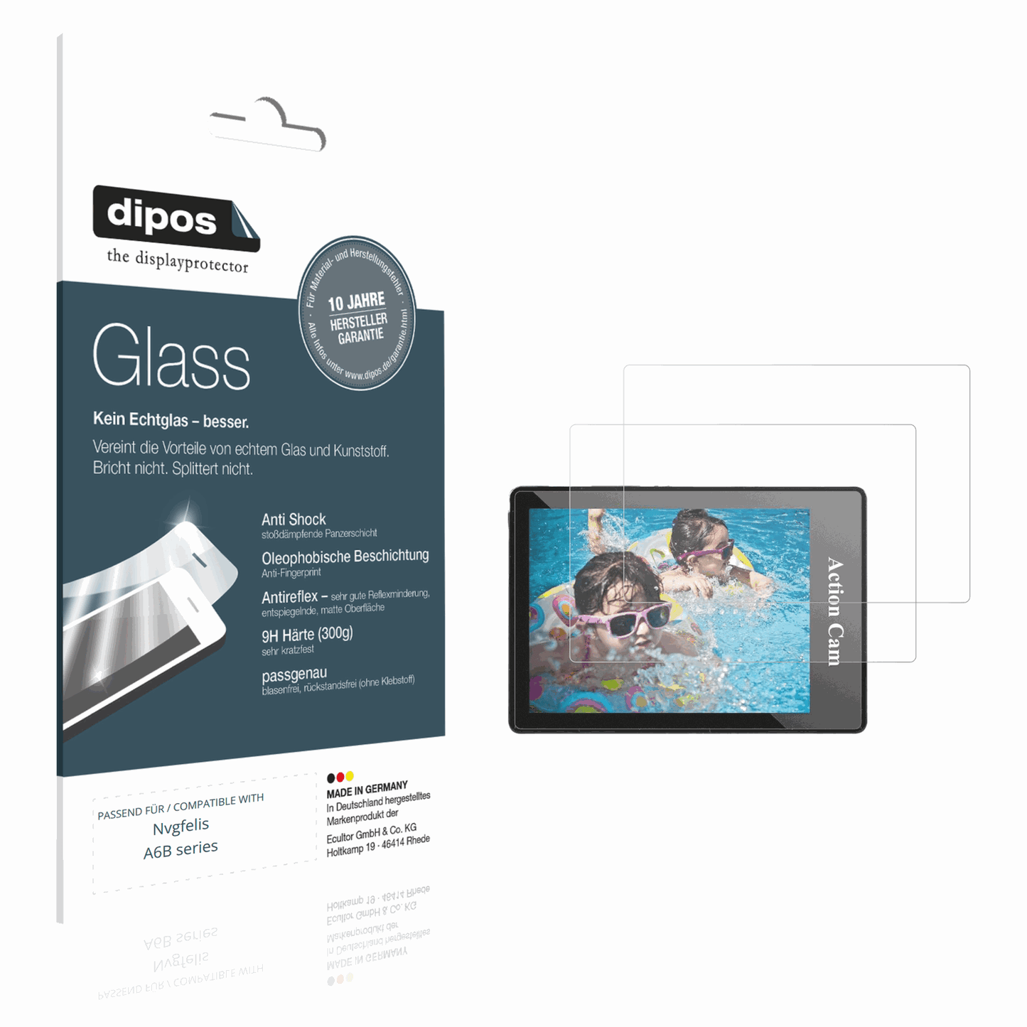 Matte Displayschutzfolie von dipos passend für Nvgfelis A6B series, 9H kratzfest und blasenfrei montiert