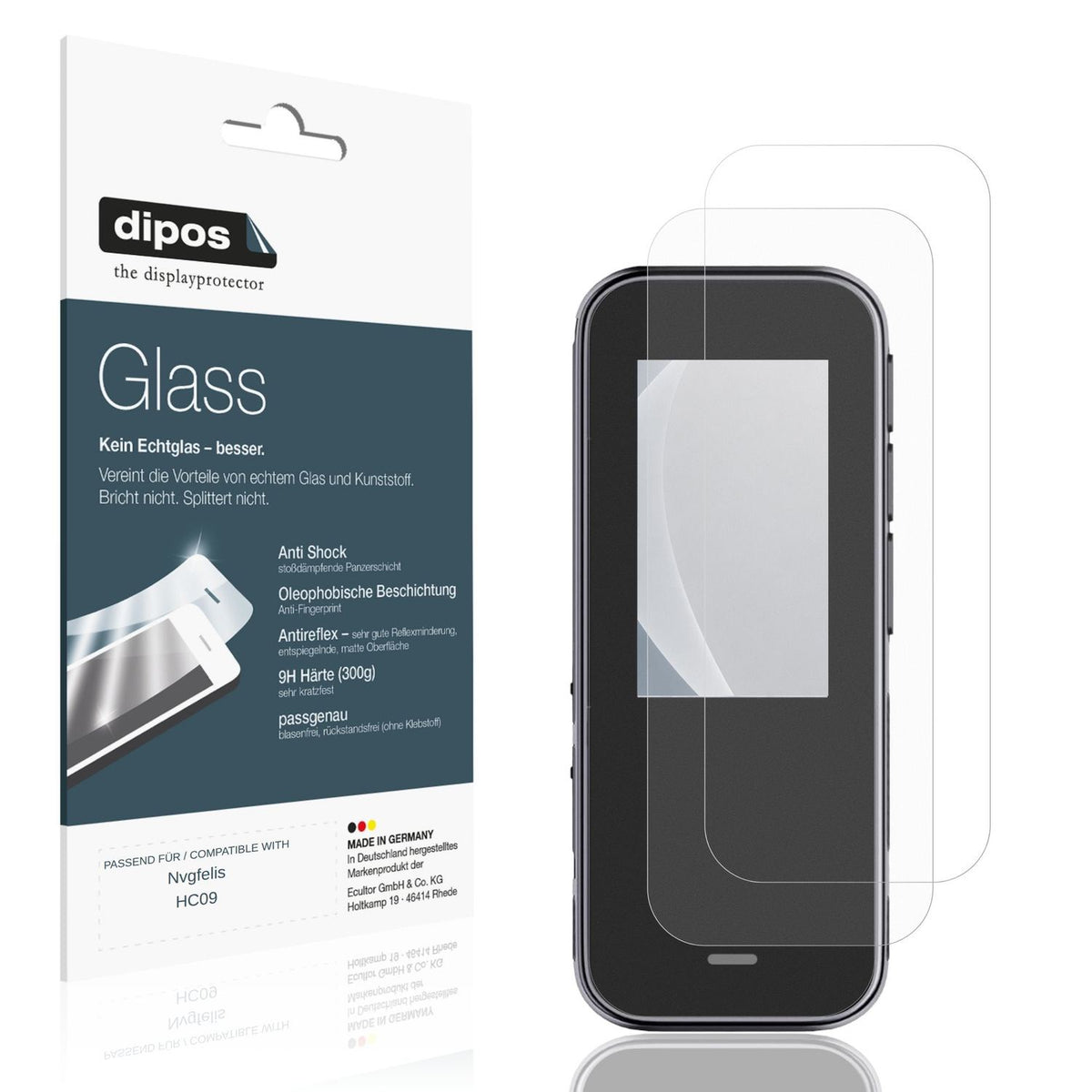 Matte Displayschutzfolie von dipos passend für Nvgfelis HC09, 9H kratzfest und blasenfrei montiert