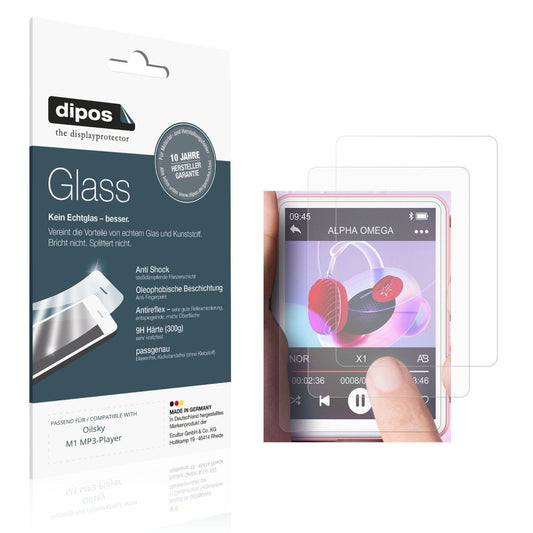 Matte Displayschutzfolie von dipos passend für Oilsky M1 MP3-Player, 9H kratzfest und blasenfrei montiert