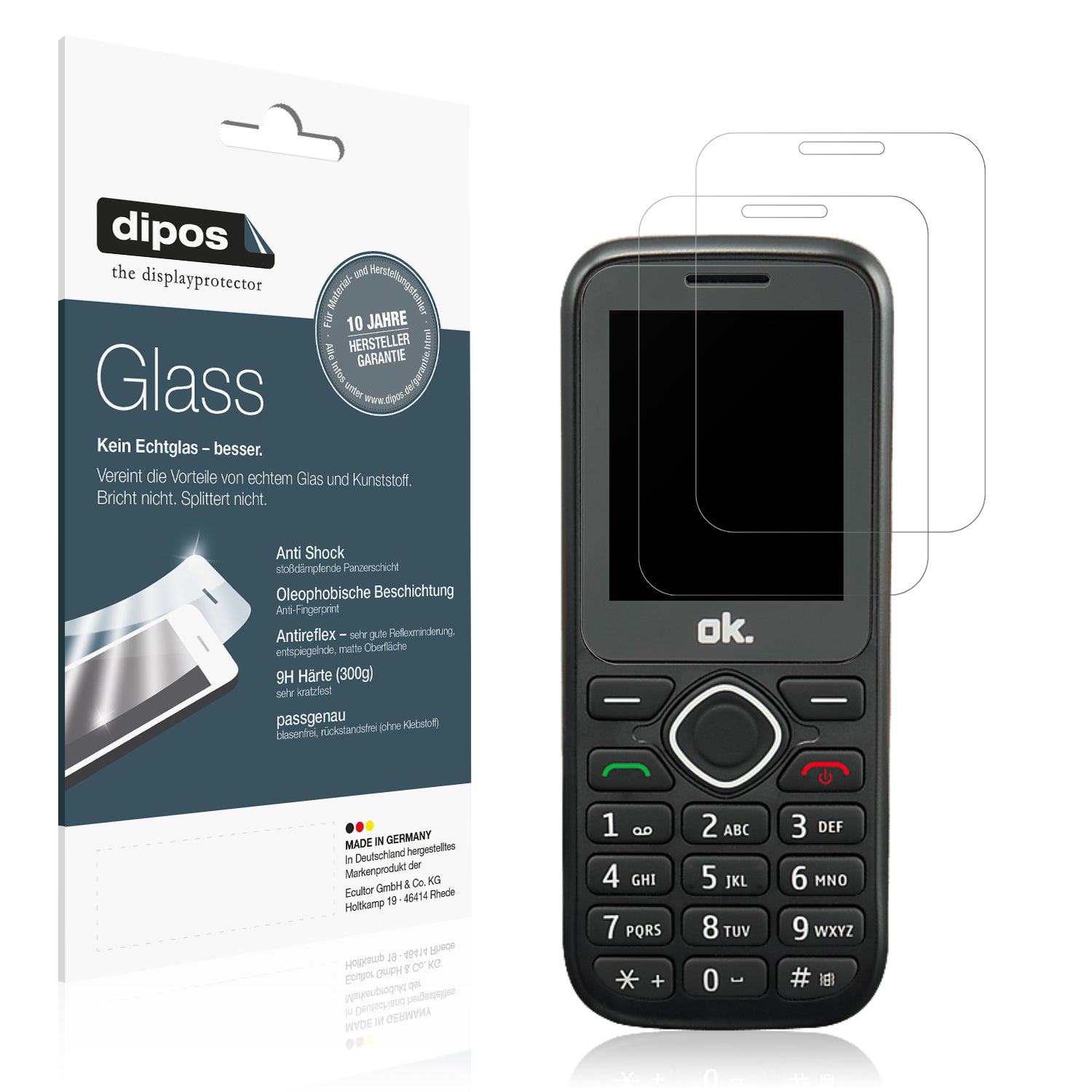 Matte Displayschutzfolie von dipos passend für OK. OMP 11, 9H kratzfest und blasenfrei montiert