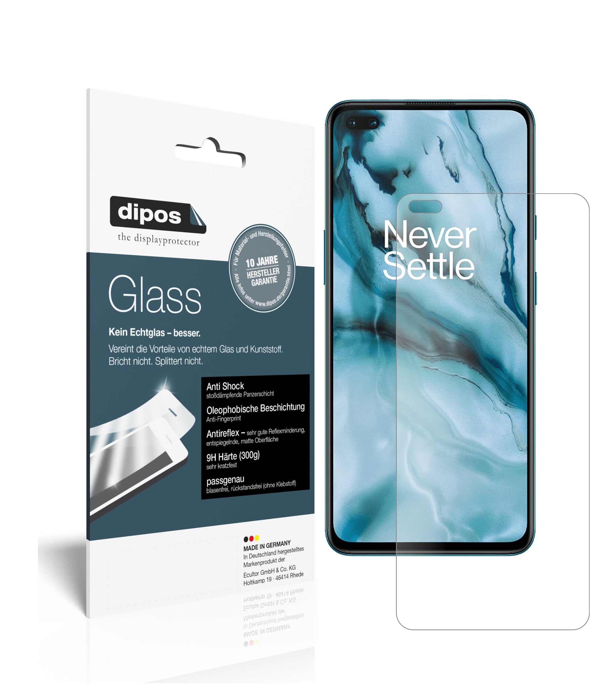 Matte Displayschutzfolie von dipos passend für OnePlus Nord, 9H kratzfest und blasenfrei montiert
