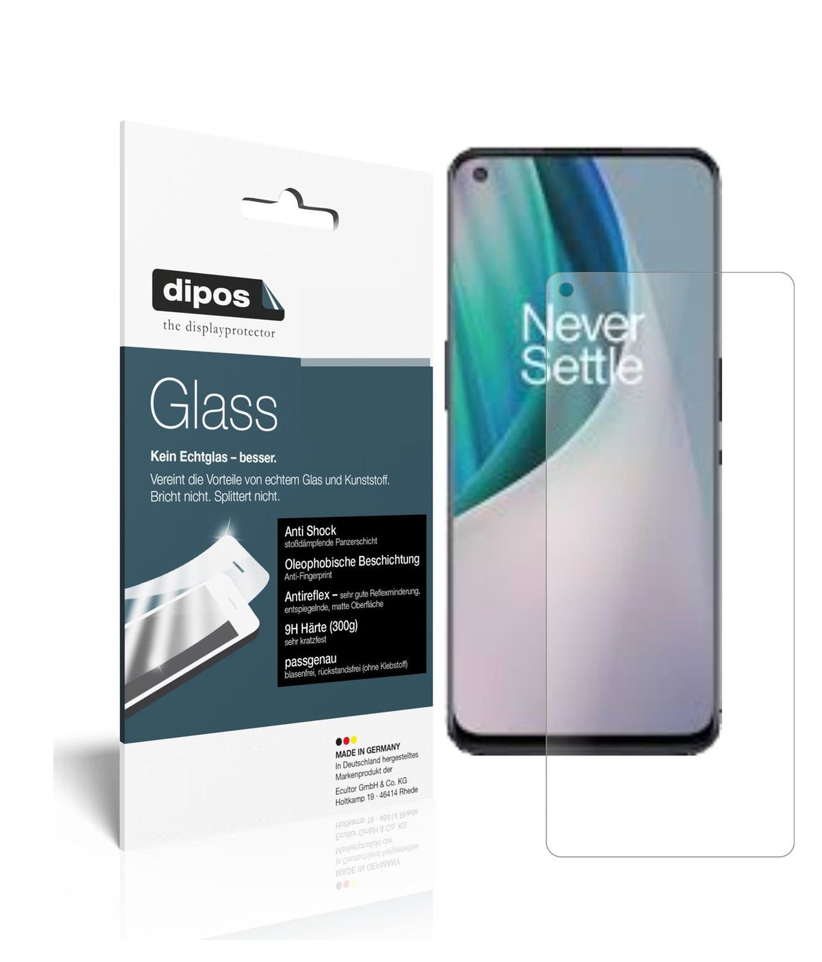 Matte Displayschutzfolie von dipos passend für OnePlus Nord N100, 9H kratzfest und blasenfrei montiert