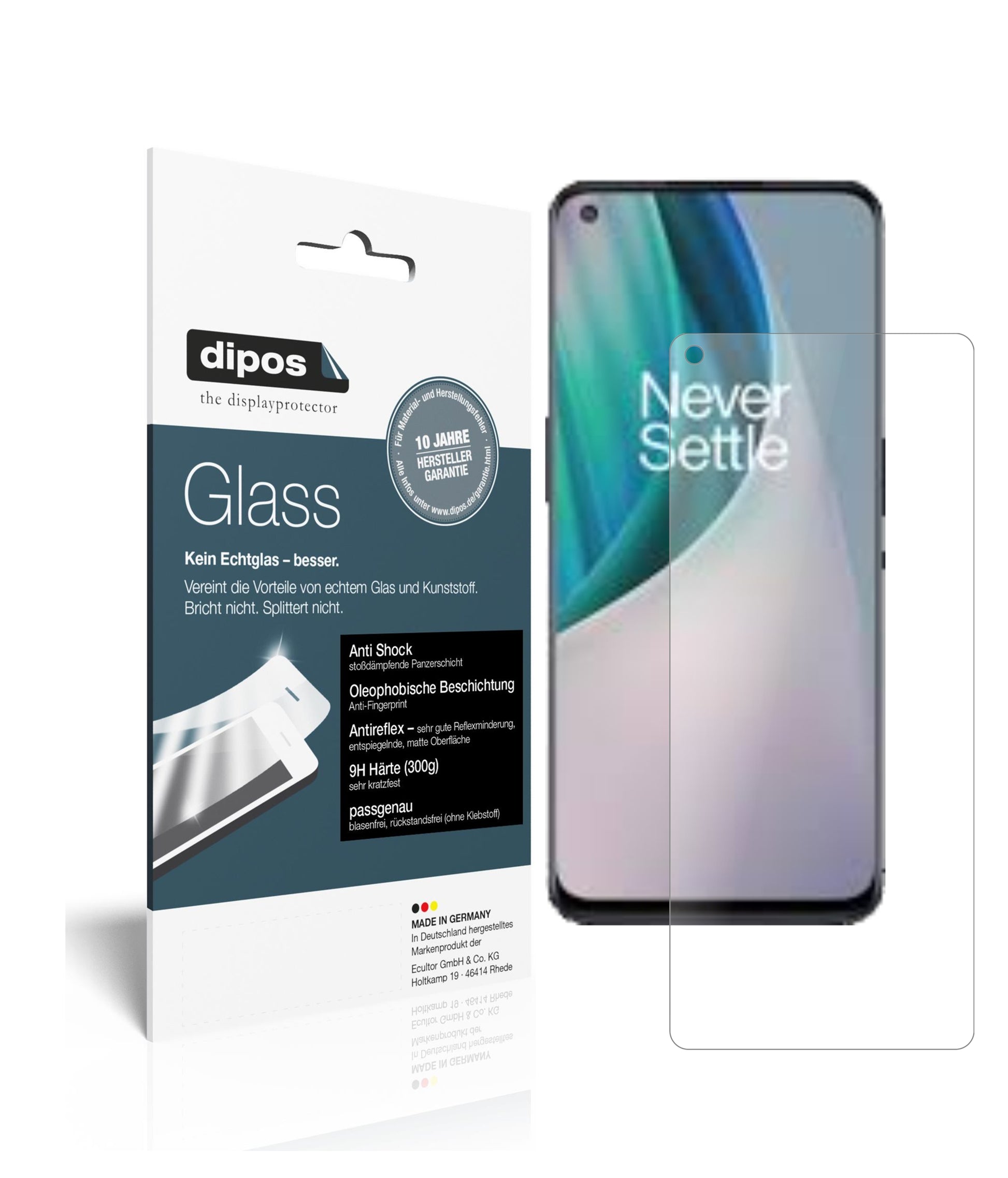 Matte Displayschutzfolie von dipos passend für OnePlus Nord N100, 9H kratzfest und blasenfrei montiert