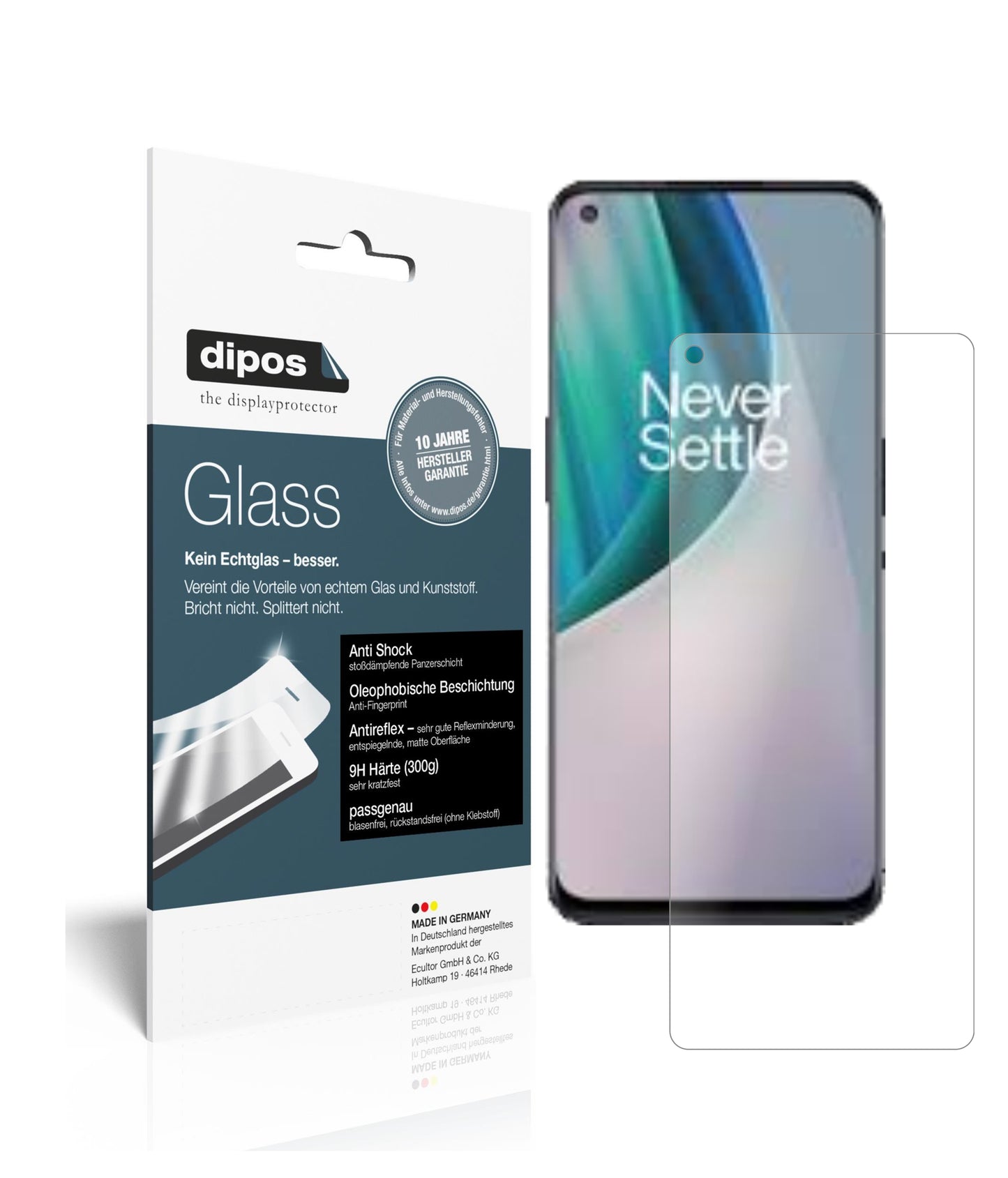 Matte Displayschutzfolie von dipos passend für OnePlus Nord N100, 9H kratzfest und blasenfrei montiert