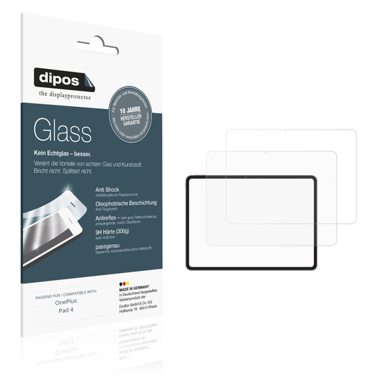 Matte Displayschutzfolie von dipos passend für OnePlus Pad 4, 9H kratzfest und blasenfrei montiert