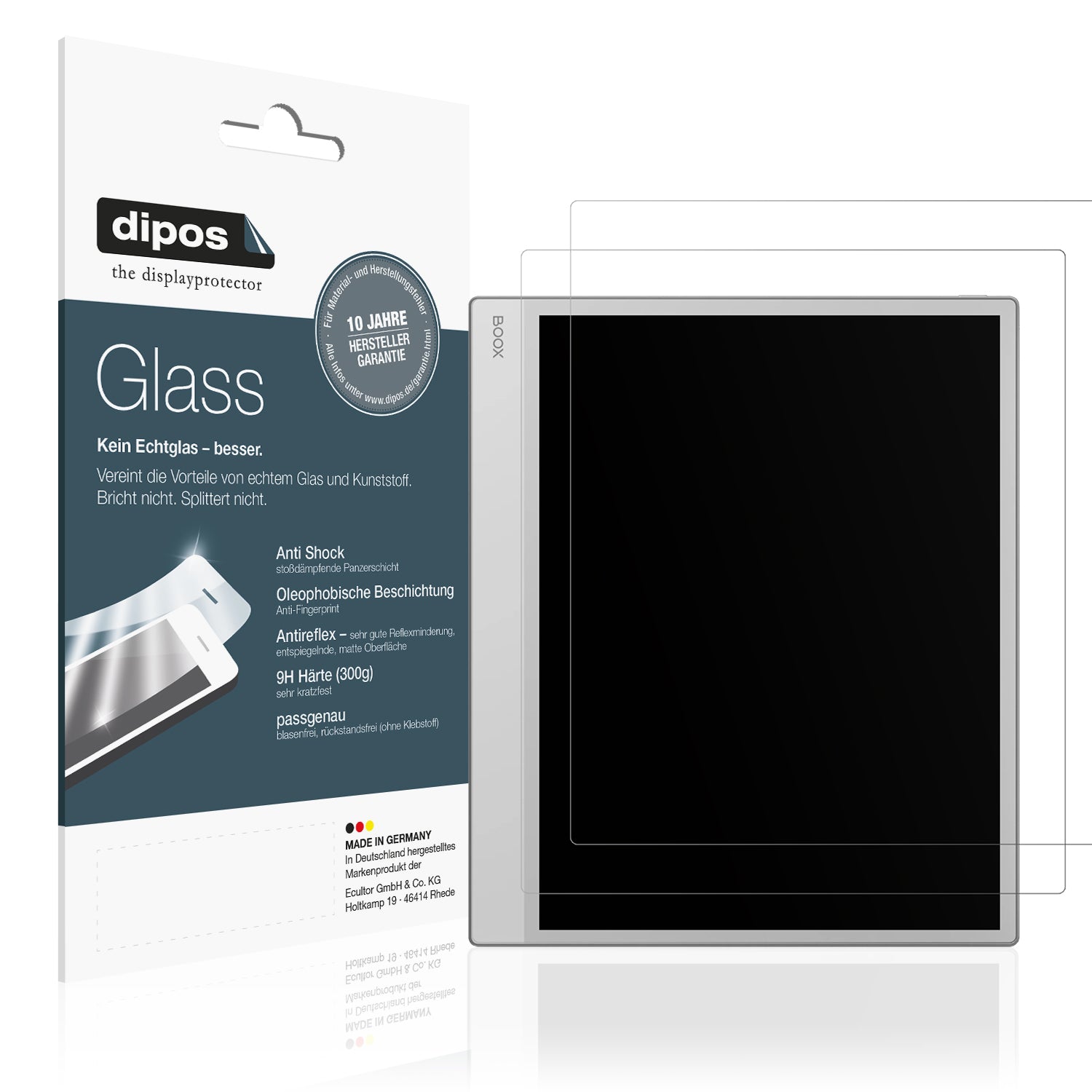 Matte Displayschutzfolie von dipos passend für Onyx Boox Note Max 13.3, 9H kratzfest und blasenfrei montiert