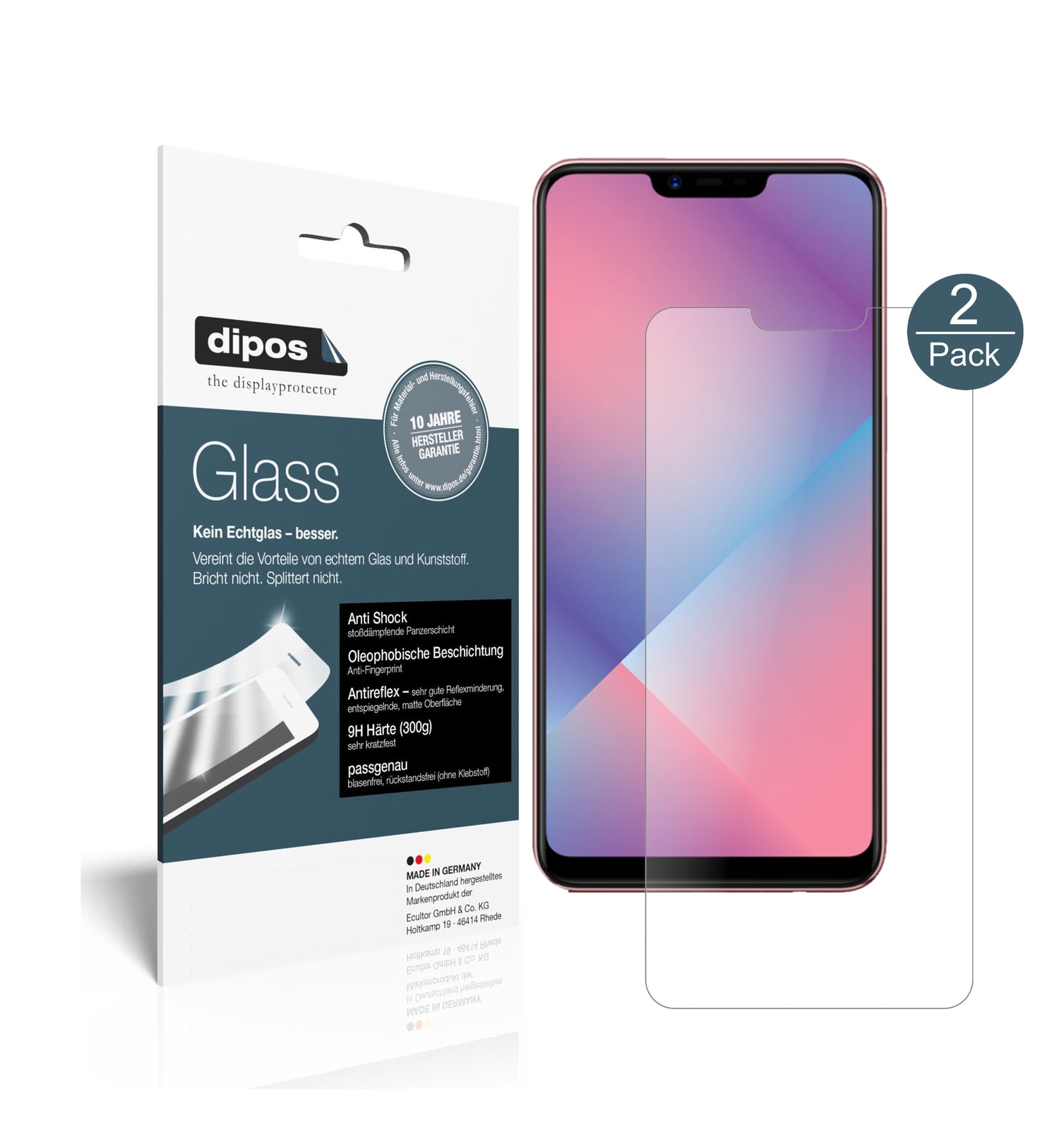 Matte Displayschutzfolie von dipos passend für Oppo A5, 9H kratzfest und blasenfrei montiert