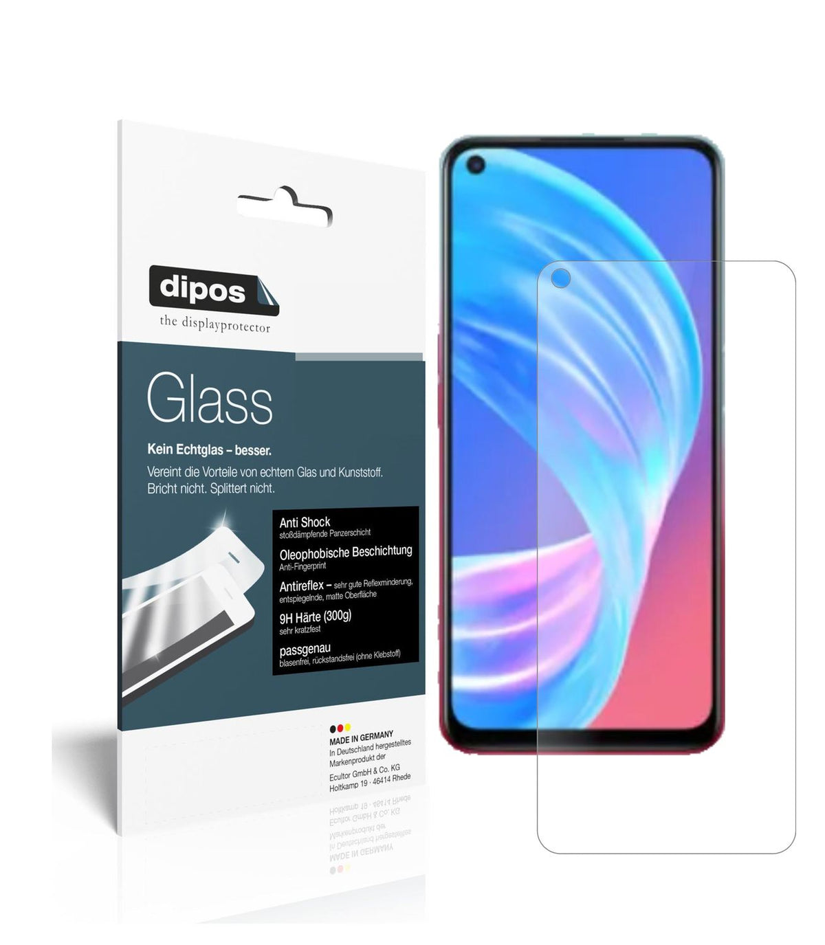 Matte Displayschutzfolie von dipos passend für Oppo A72 5G, 9H kratzfest und blasenfrei montiert