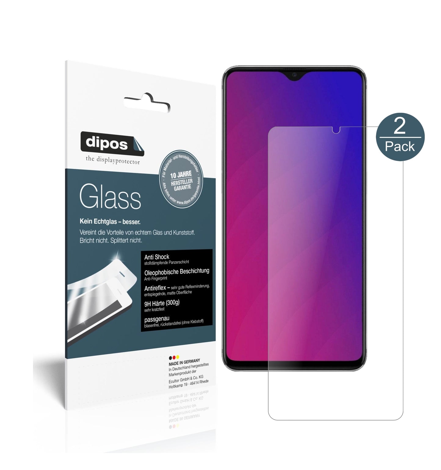 Matte Displayschutzfolie von dipos passend für Oppo F9, 9H kratzfest und blasenfrei montiert