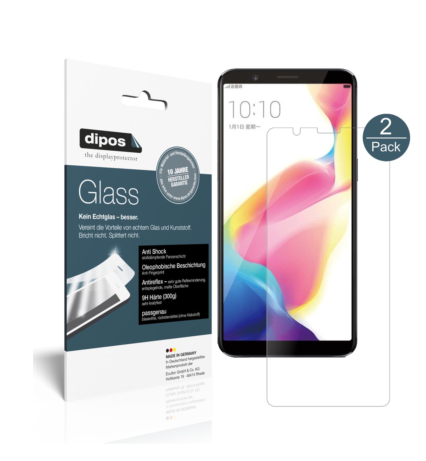 Matte Displayschutzfolie von dipos passend für Oppo R11s Plus, 9H kratzfest und blasenfrei montiert