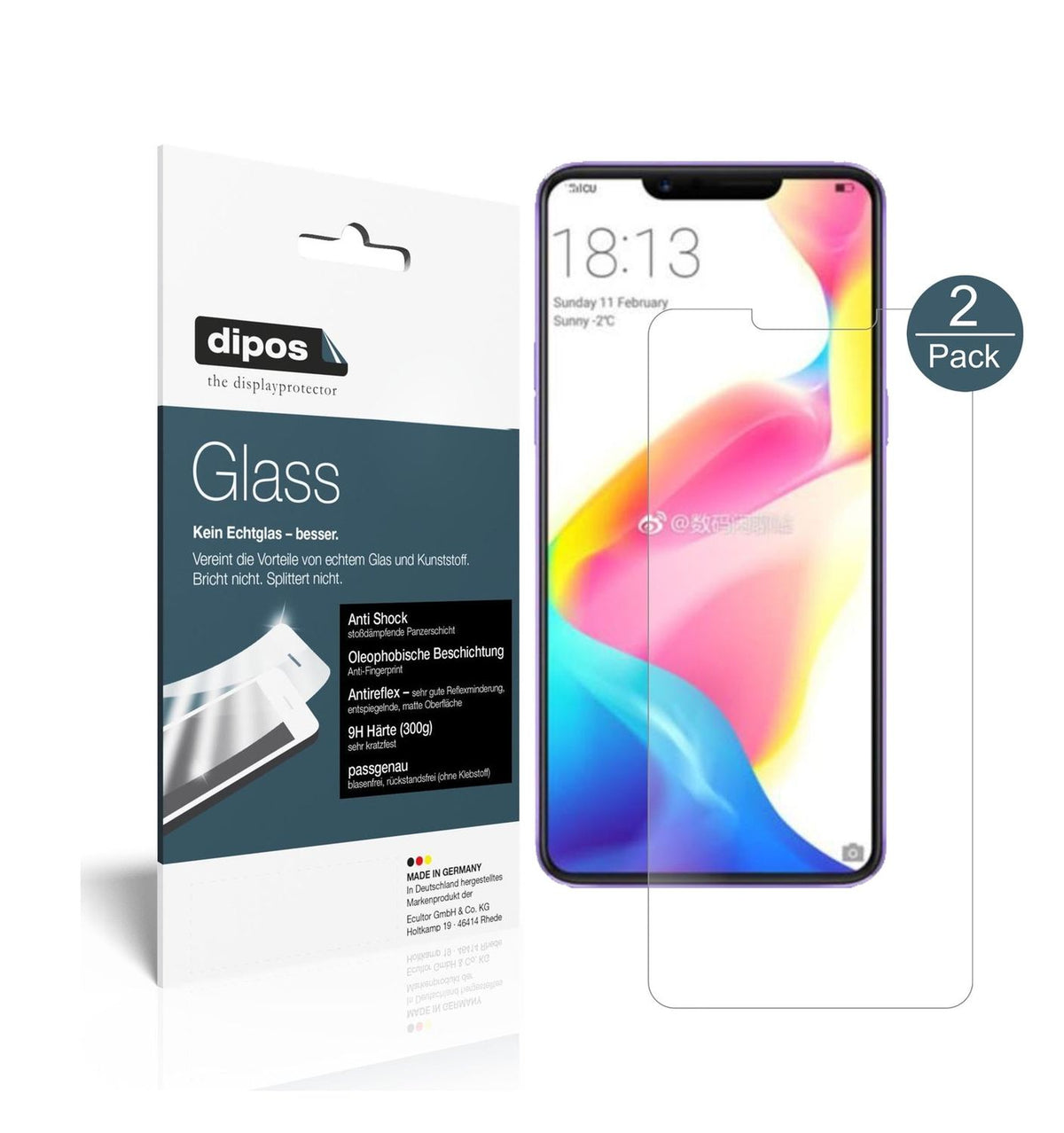 Matte Displayschutzfolie von dipos passend für Oppo R15 Dream Mirror, 9H kratzfest und blasenfrei montiert