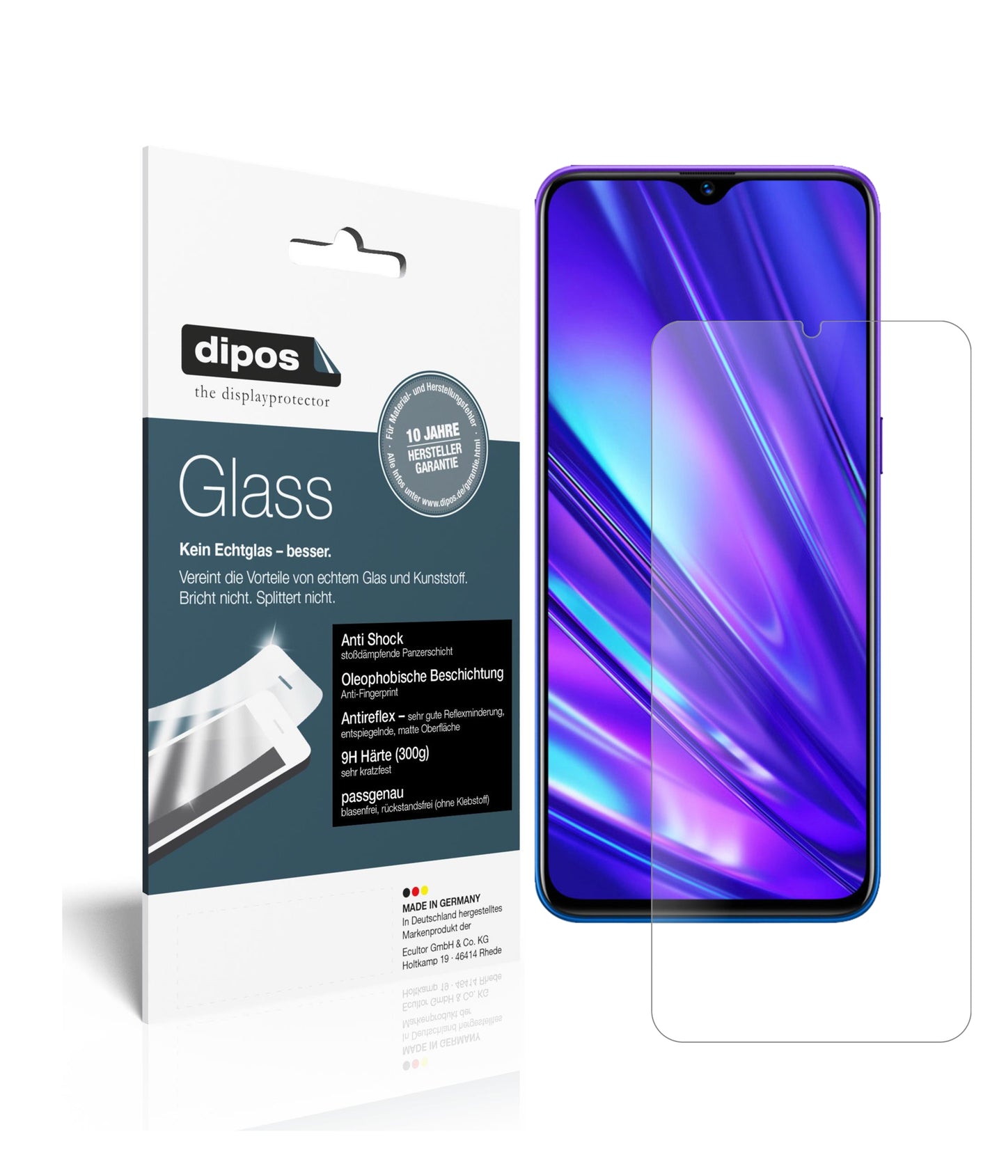 Matte Displayschutzfolie von dipos passend für Oppo Realme 5s, 9H kratzfest und blasenfrei montiert