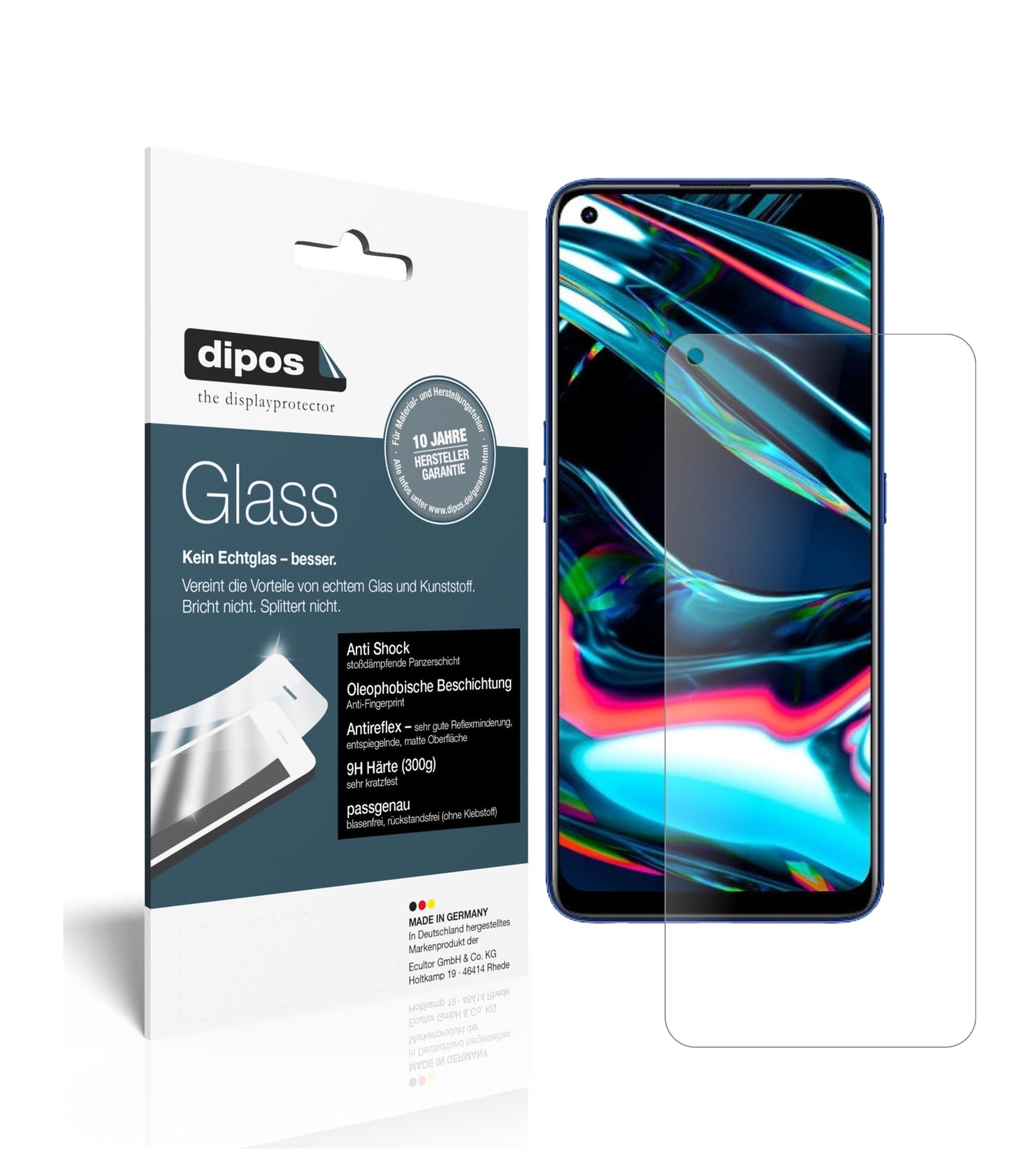 Matte Displayschutzfolie von dipos passend für Oppo Realme 7 Pro, 9H kratzfest und blasenfrei montiert
