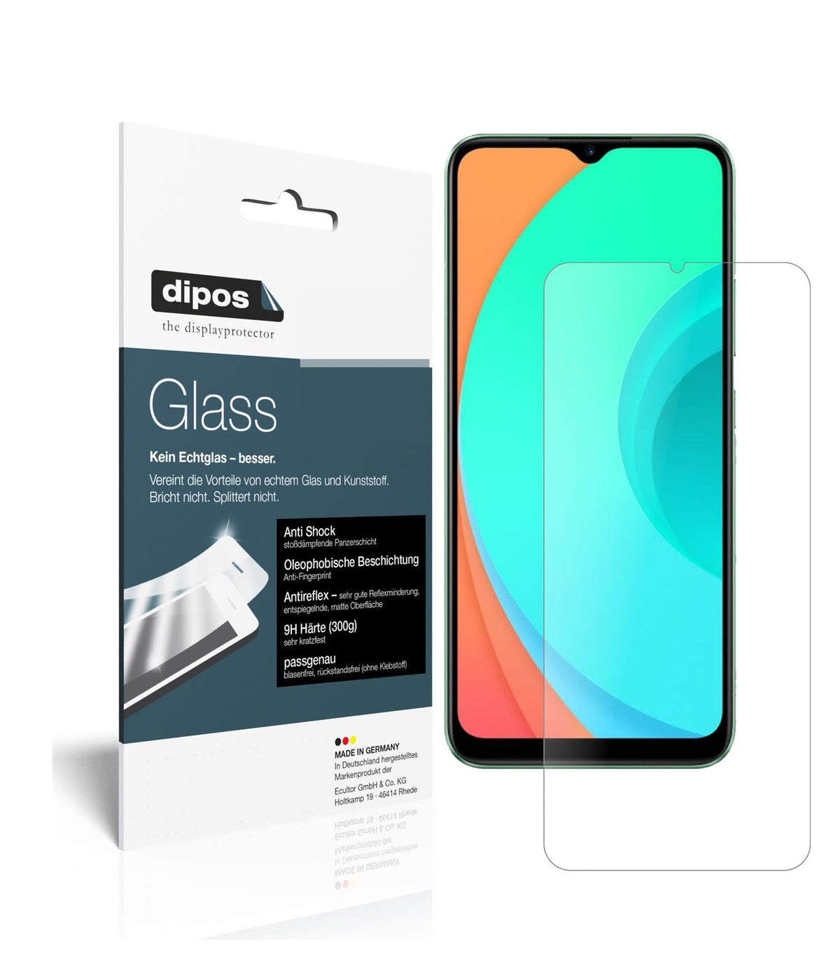 Matte Displayschutzfolie von dipos passend für Oppo Realme C11, 9H kratzfest und blasenfrei montiert