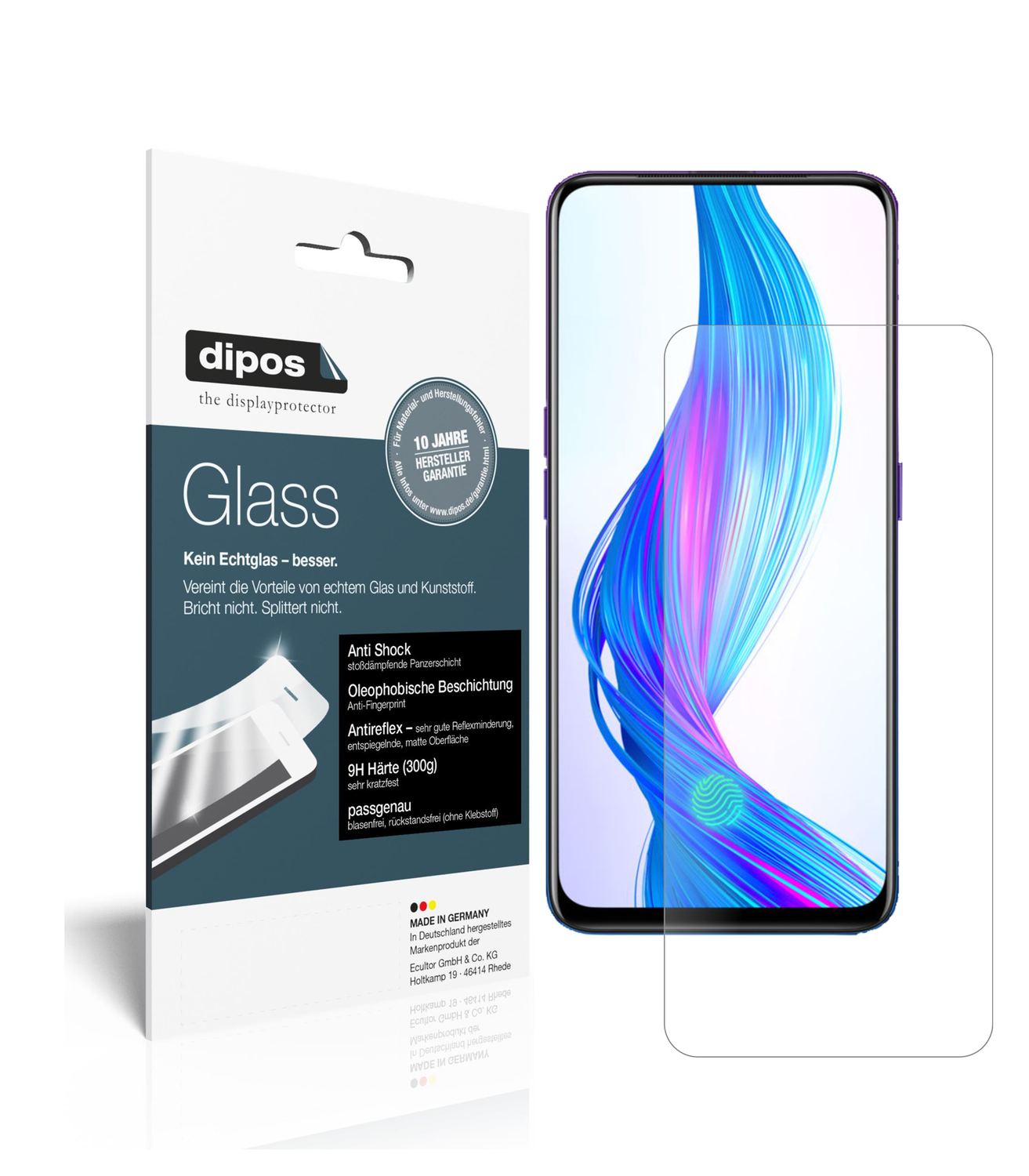 Matte Displayschutzfolie von dipos passend für Oppo Realme X Master Edition, 9H kratzfest und blasenfrei montiert
