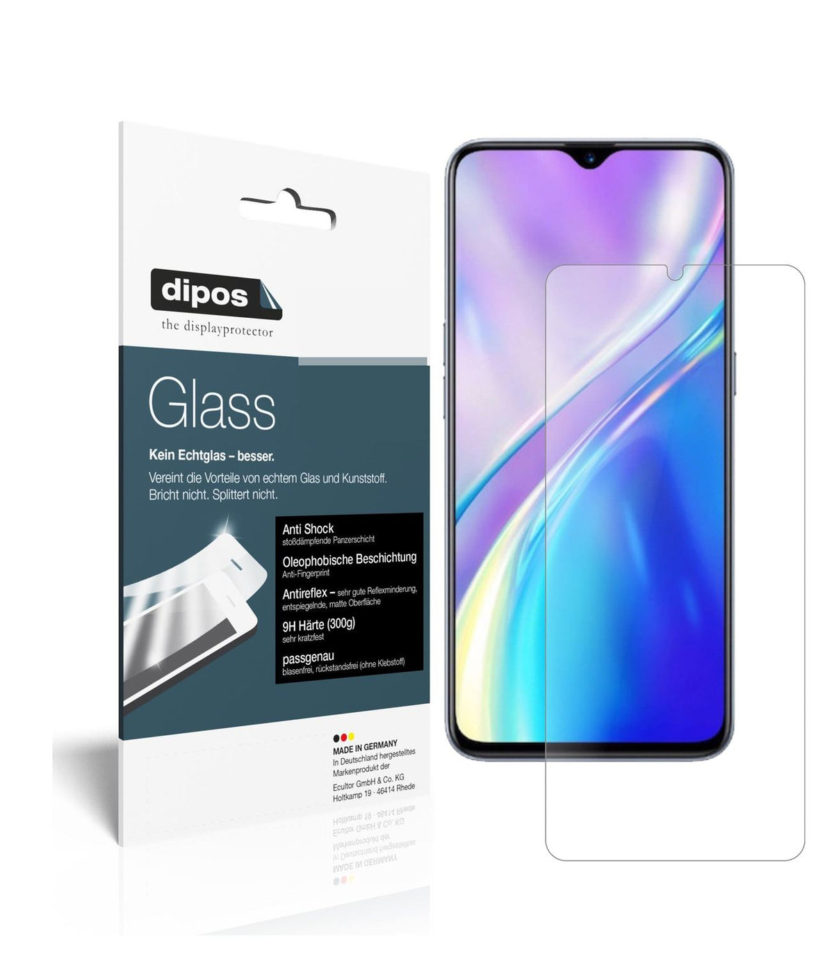 Matte Displayschutzfolie von dipos passend für Oppo Realme XT, 9H kratzfest und blasenfrei montiert