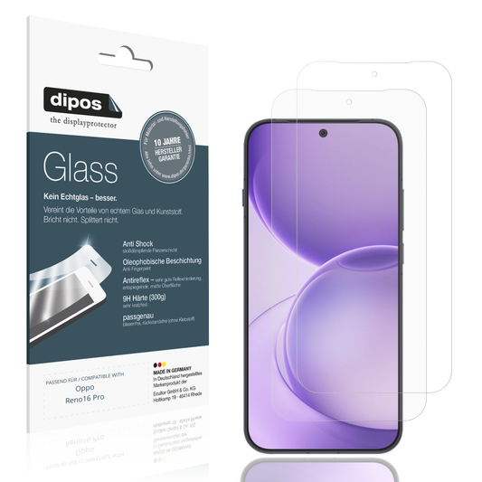 Matte Displayschutzfolie von dipos passend für Oppo Reno16 Pro, 9H kratzfest und blasenfrei montiert