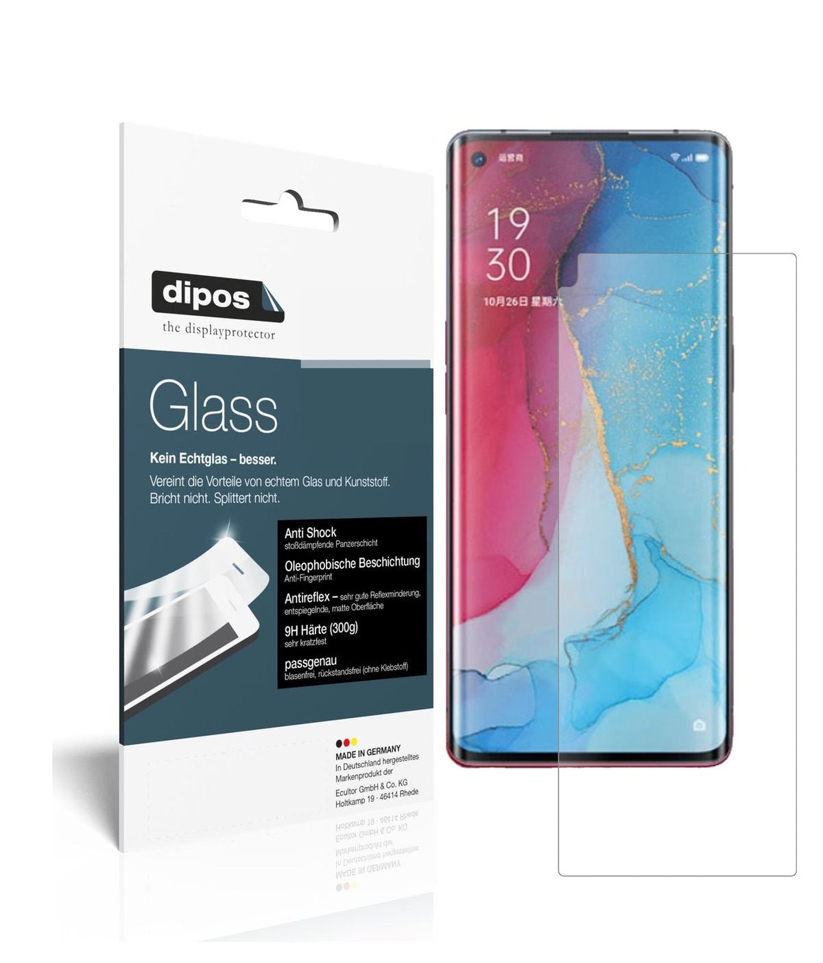 Matte Displayschutzfolie von dipos passend für Oppo Reno3 Pro 5G, 9H kratzfest und blasenfrei montiert
