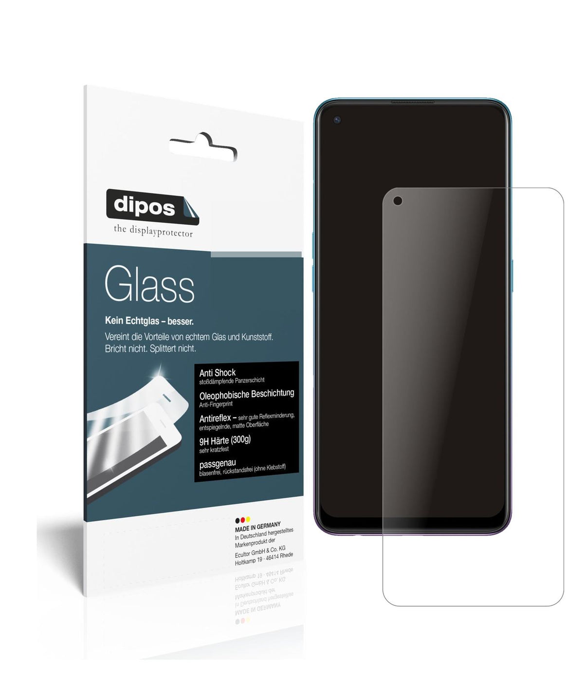 Matte Displayschutzfolie von dipos passend für Oppo Reno5 F, 9H kratzfest und blasenfrei montiert