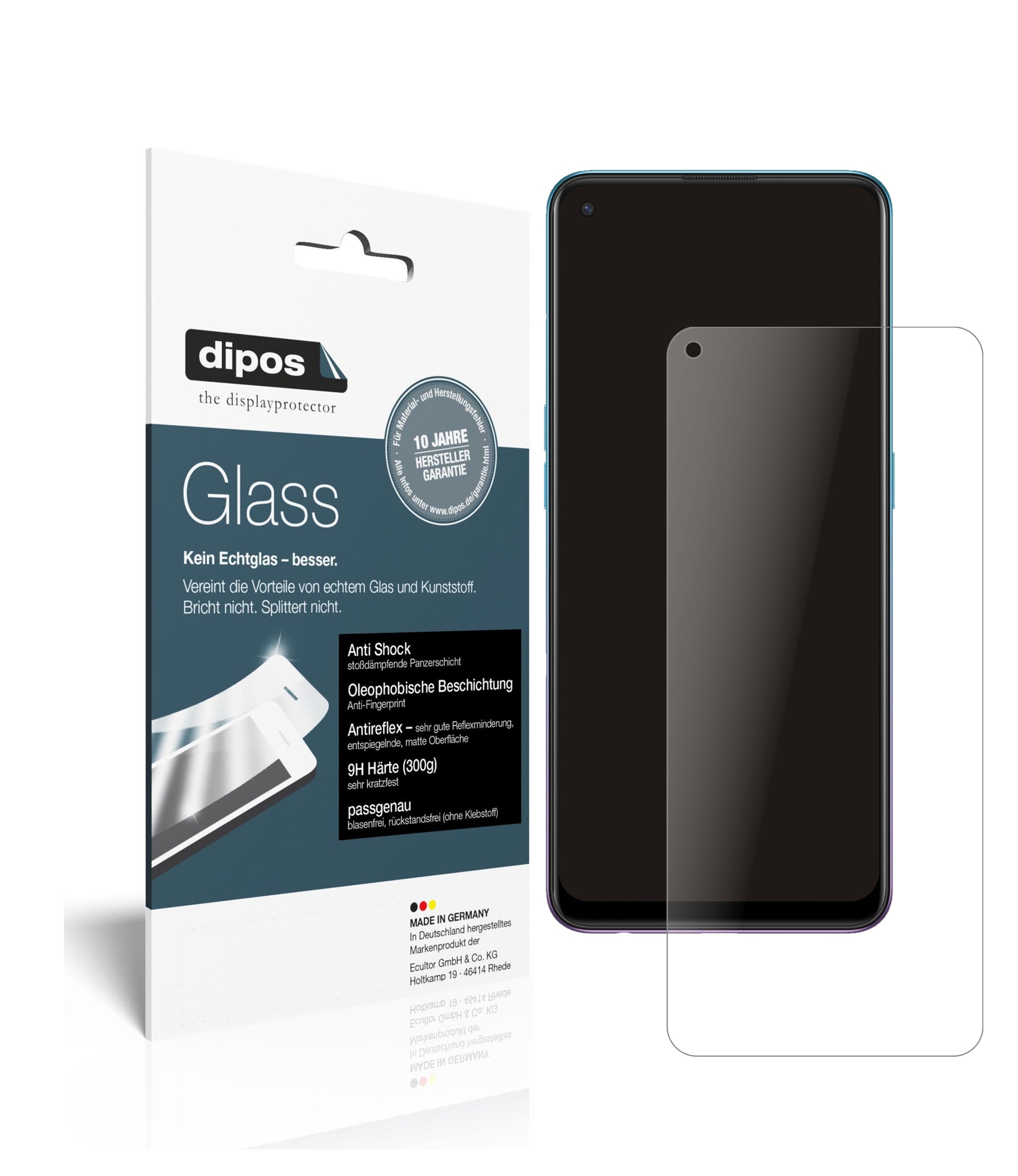 Matte Displayschutzfolie von dipos passend für Oppo Reno5 5G, 9H kratzfest und blasenfrei montiert