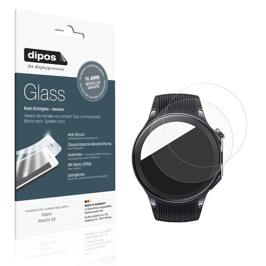 Matte Displayschutzfolie von dipos passend für Oppo Watch X3, 9H kratzfest und blasenfrei montiert