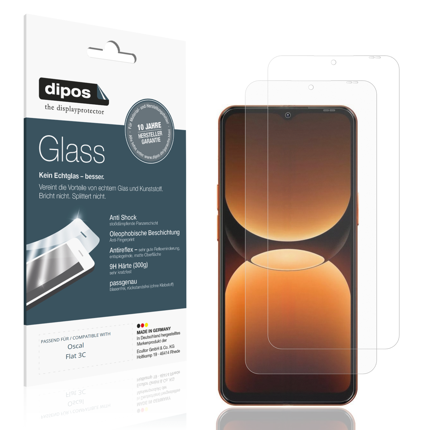 Matte Displayschutzfolie von dipos passend für Oscal Flat 3C, 9H kratzfest und blasenfrei montiert