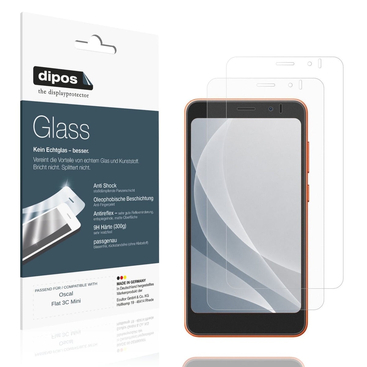 Matte Displayschutzfolie von dipos passend für Oscal Flat 3C Mini, 9H kratzfest und blasenfrei montiert