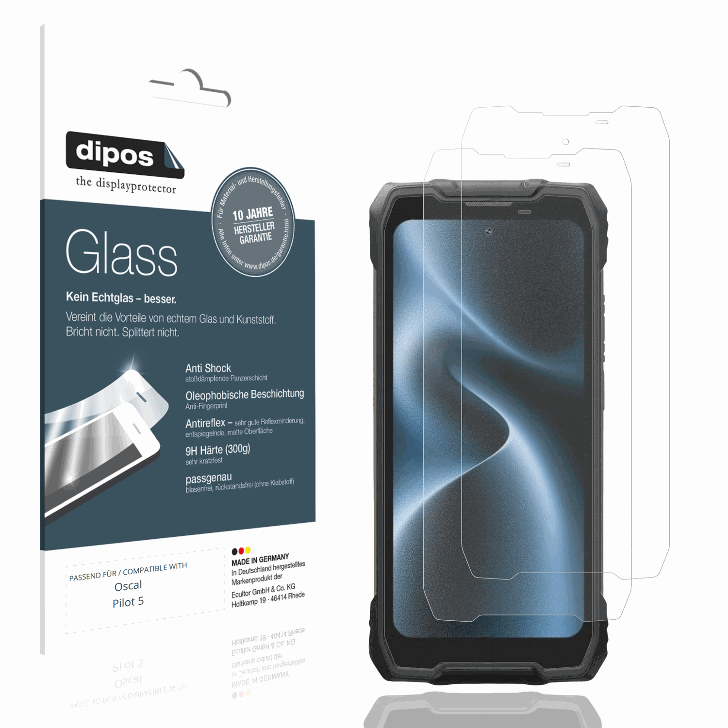 Matte Displayschutzfolie von dipos passend f�r Oscal Pilot 5, 9H kratzfest und blasenfrei montiert