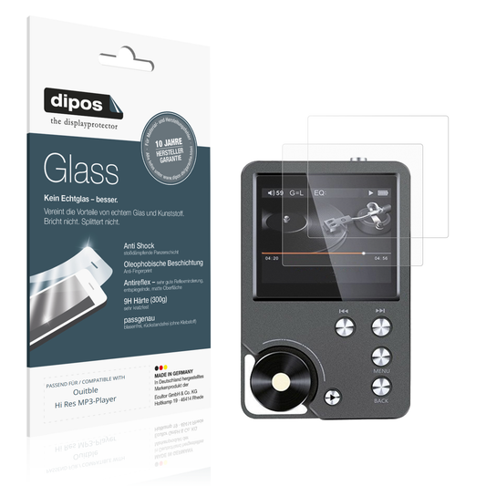 Matte Displayschutzfolie von dipos passend für Ouitble Hi Res MP3-Player, 9H kratzfest und blasenfrei montiert