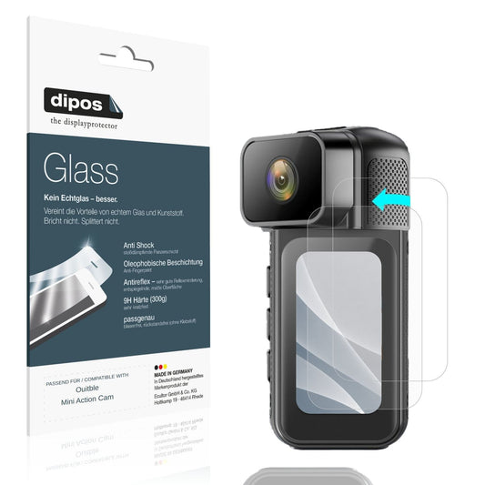 Matte Displayschutzfolie von dipos passend für Ouitble Mini Action Cam, 9H kratzfest und blasenfrei montiert