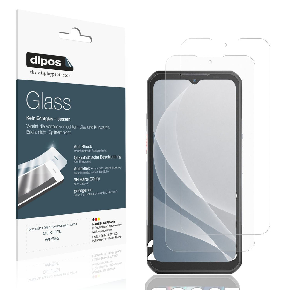 Matte Displayschutzfolie von dipos passend für OUKITEL WP55S, 9H kratzfest und blasenfrei montiert