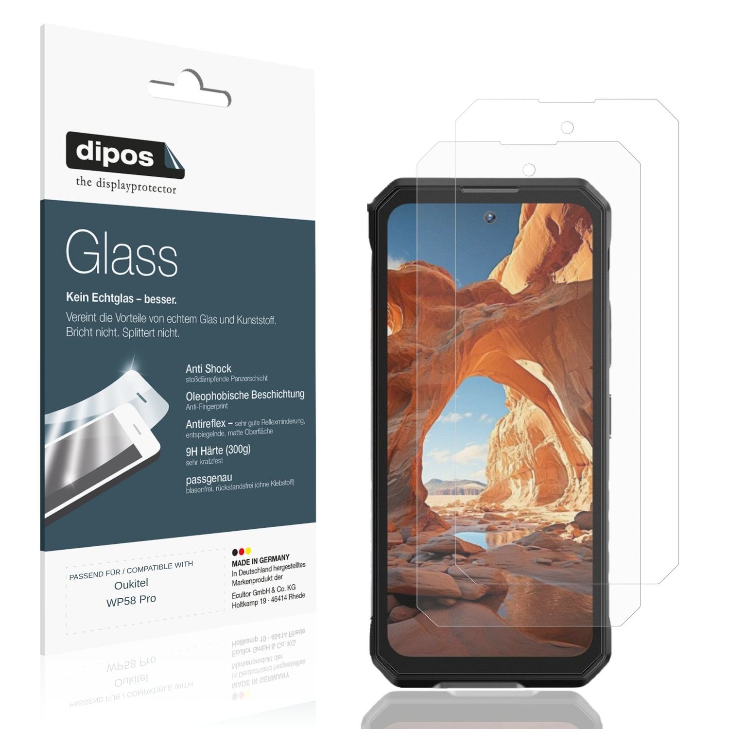 Matte Displayschutzfolie von dipos passend für Oukitel WP58 Pro, 9H kratzfest und blasenfrei montiert