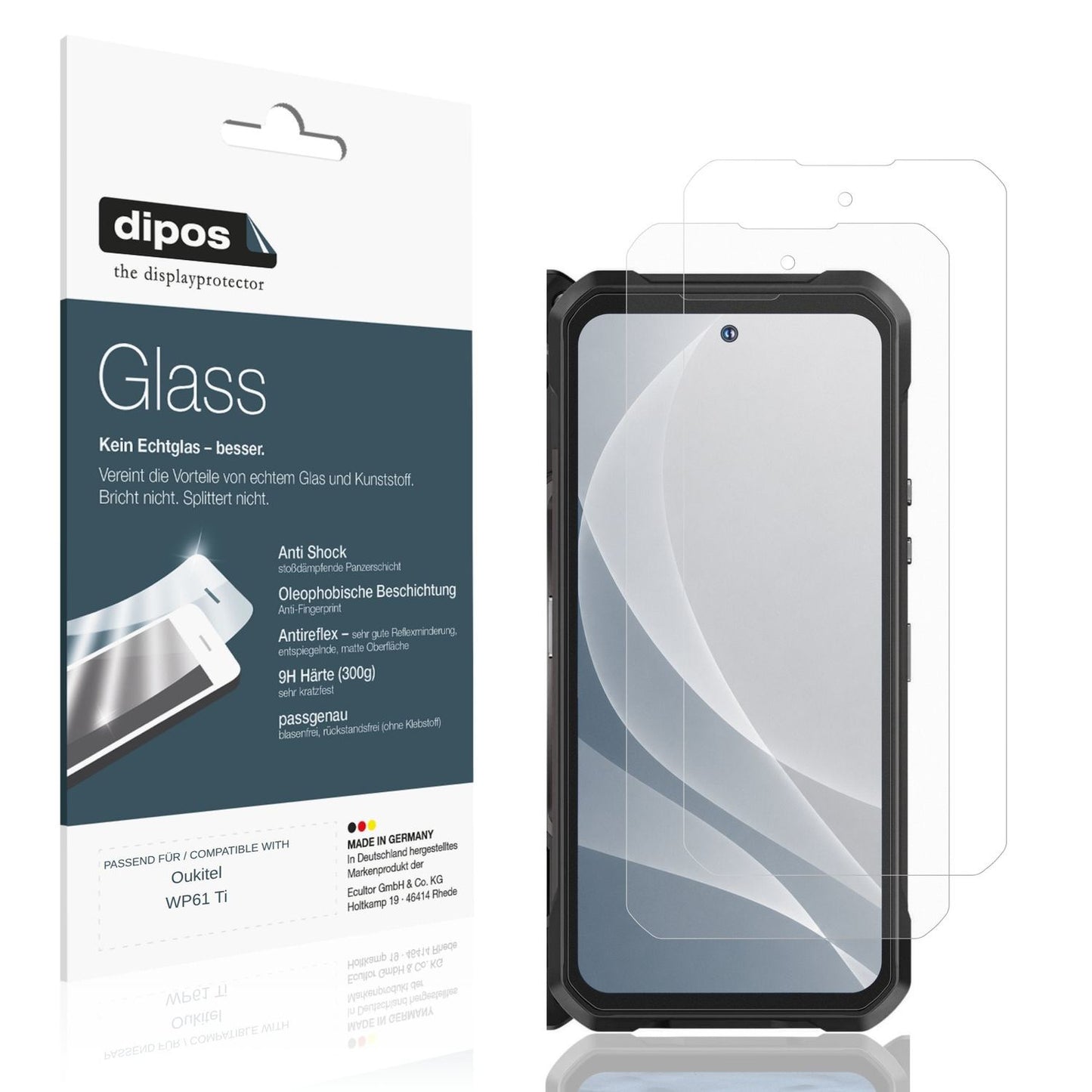 Matte Displayschutzfolie von dipos passend für Oukitel WP61 Ti, 9H kratzfest und blasenfrei montiert