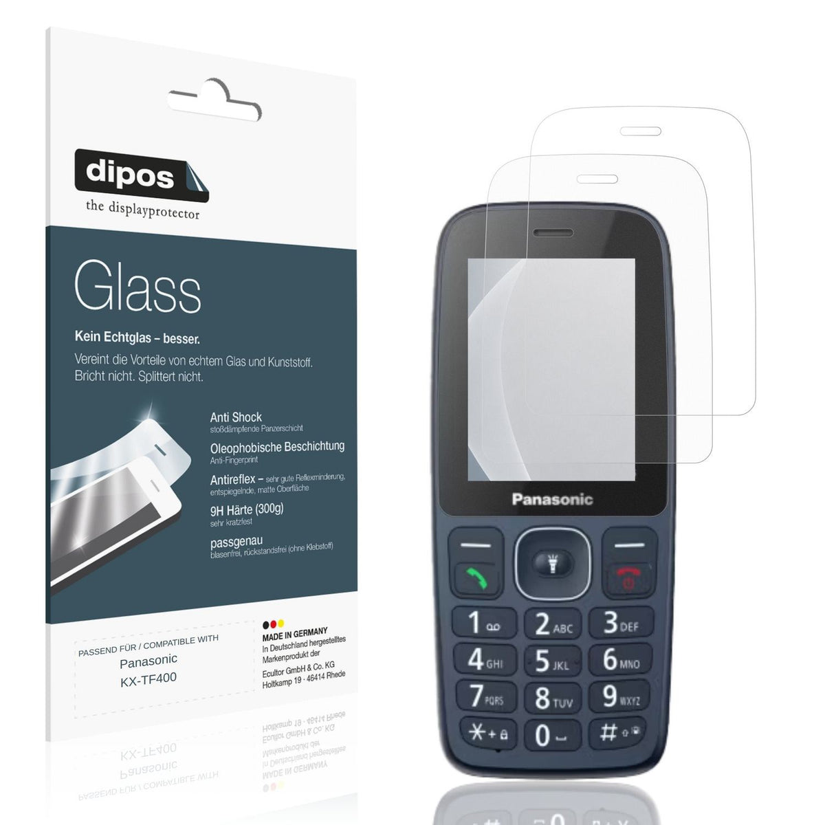 Matte Displayschutzfolie von dipos passend für Panasonic KX-TF400, 9H kratzfest und blasenfrei montiert