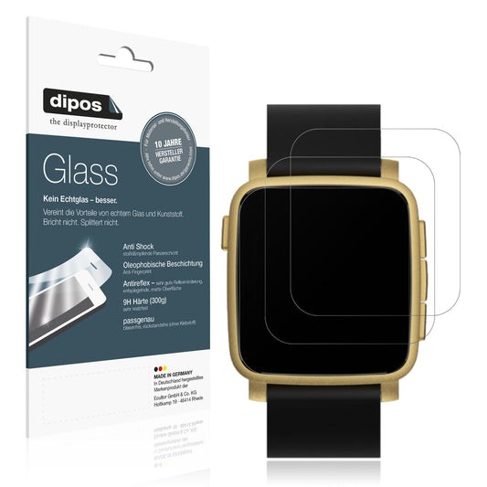 Matte Displayschutzfolie von dipos passend für Pebble Time 2, 9H kratzfest und blasenfrei montiert