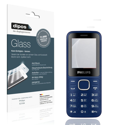 Matte Displayschutzfolie von dipos passend für Philips E2104, 9H kratzfest und blasenfrei montiert