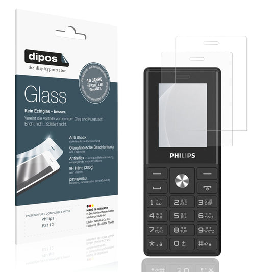 Matte Displayschutzfolie von dipos passend für Philips E2112, 9H kratzfest und blasenfrei montiert