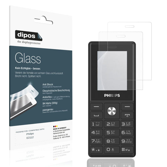 Matte Displayschutzfolie von dipos passend für Philips E2112, 9H kratzfest und blasenfrei montiert