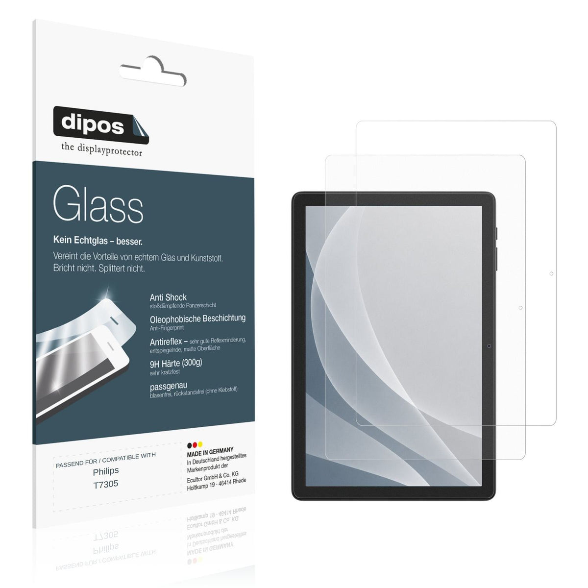 Matte Displayschutzfolie von dipos passend für Philips T7305, 9H kratzfest und blasenfrei montiert