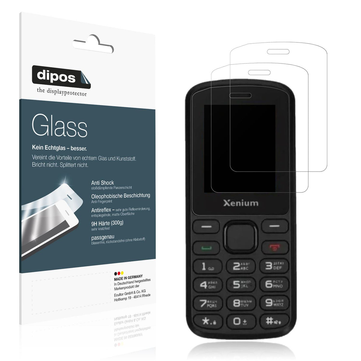 Matte Displayschutzfolie von dipos passend für Philips Xenium X170, 9H kratzfest und blasenfrei montiert