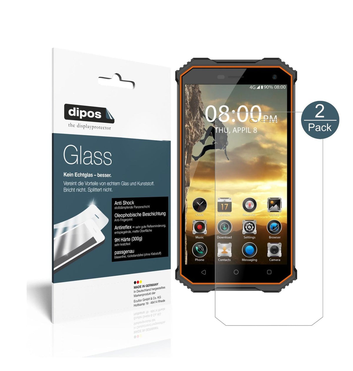 Matte Displayschutzfolie von dipos passend für Phonemax Rockey 2, 9H kratzfest und blasenfrei montiert