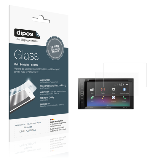 Matte Displayschutzfolie von dipos passend für Pioneer DMH-A240DAB, 9H kratzfest und blasenfrei montiert