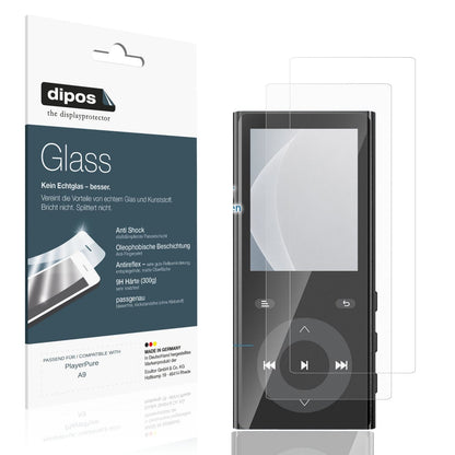 Matte Displayschutzfolie von dipos passend für PlayerPure A9, 9H kratzfest und blasenfrei montiert