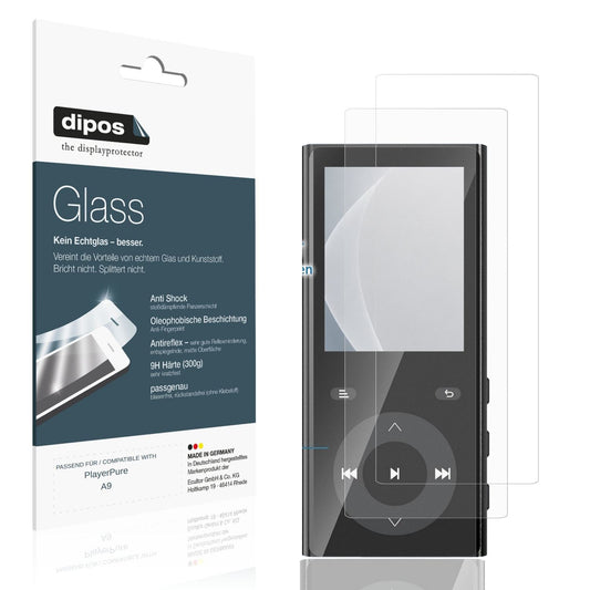 Matte Displayschutzfolie von dipos passend für PlayerPure A9, 9H kratzfest und blasenfrei montiert