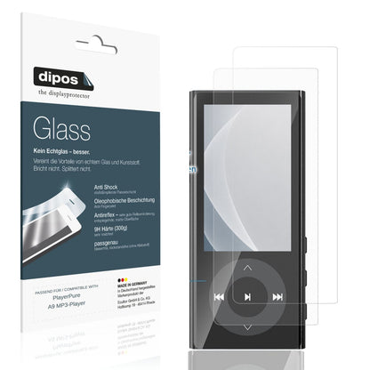 Matte Displayschutzfolie von dipos passend für PlayerPure A9 MP3-Player, 9H kratzfest und blasenfrei montiert