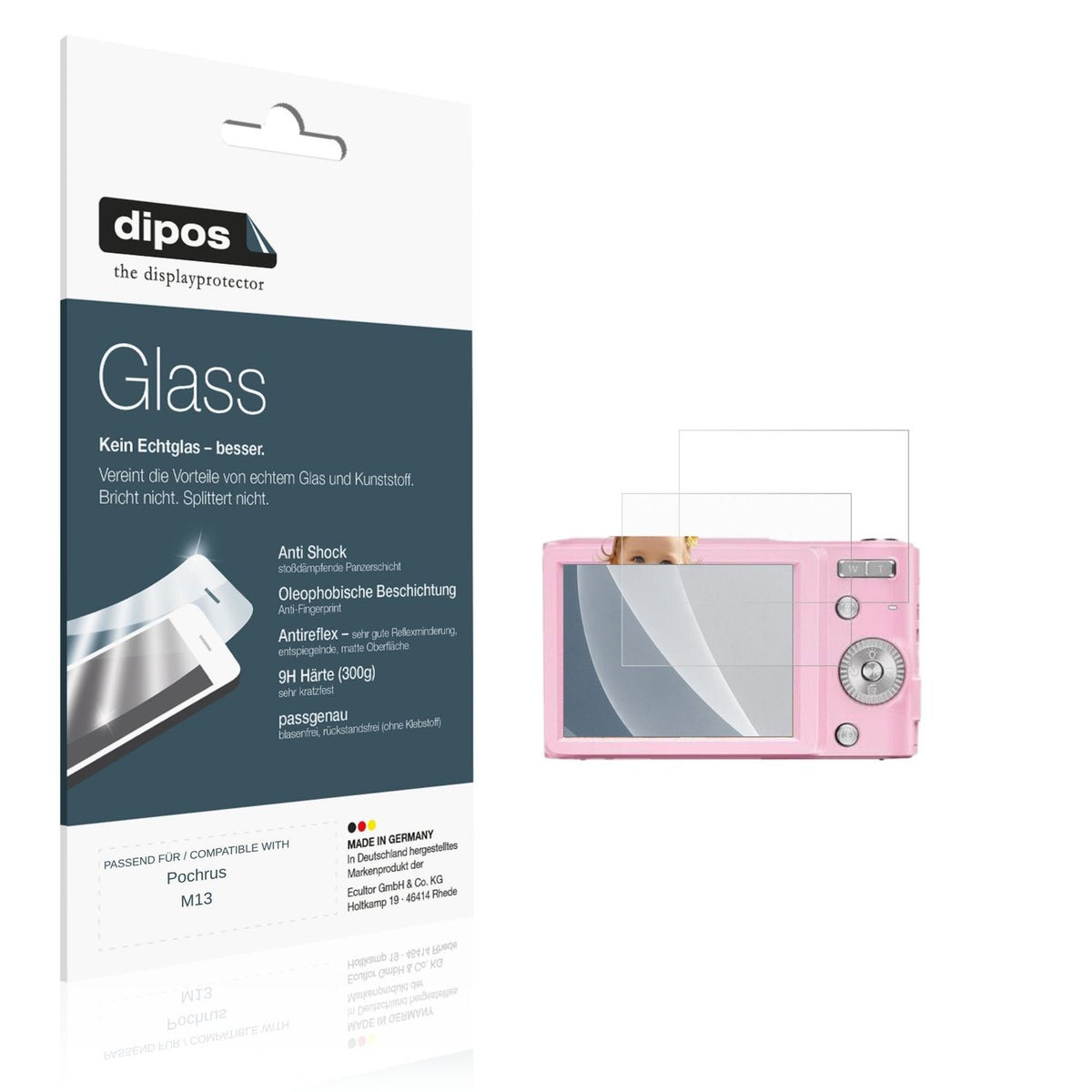 Matte Displayschutzfolie von dipos passend für Pochrus M13, 9H kratzfest und blasenfrei montiert