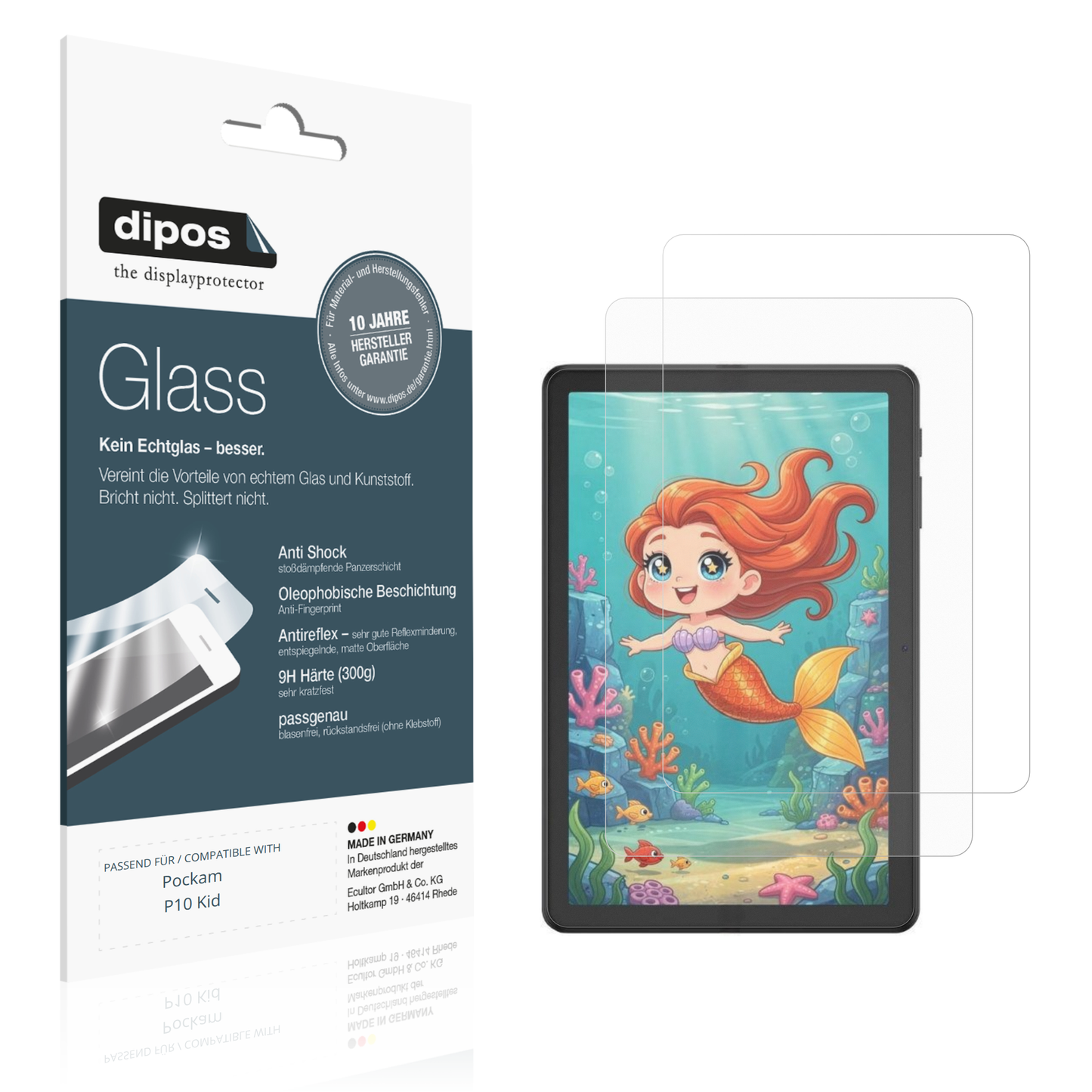 Matte Displayschutzfolie von dipos passend für Pockam P10 Kid, 9H kratzfest und blasenfrei montiert