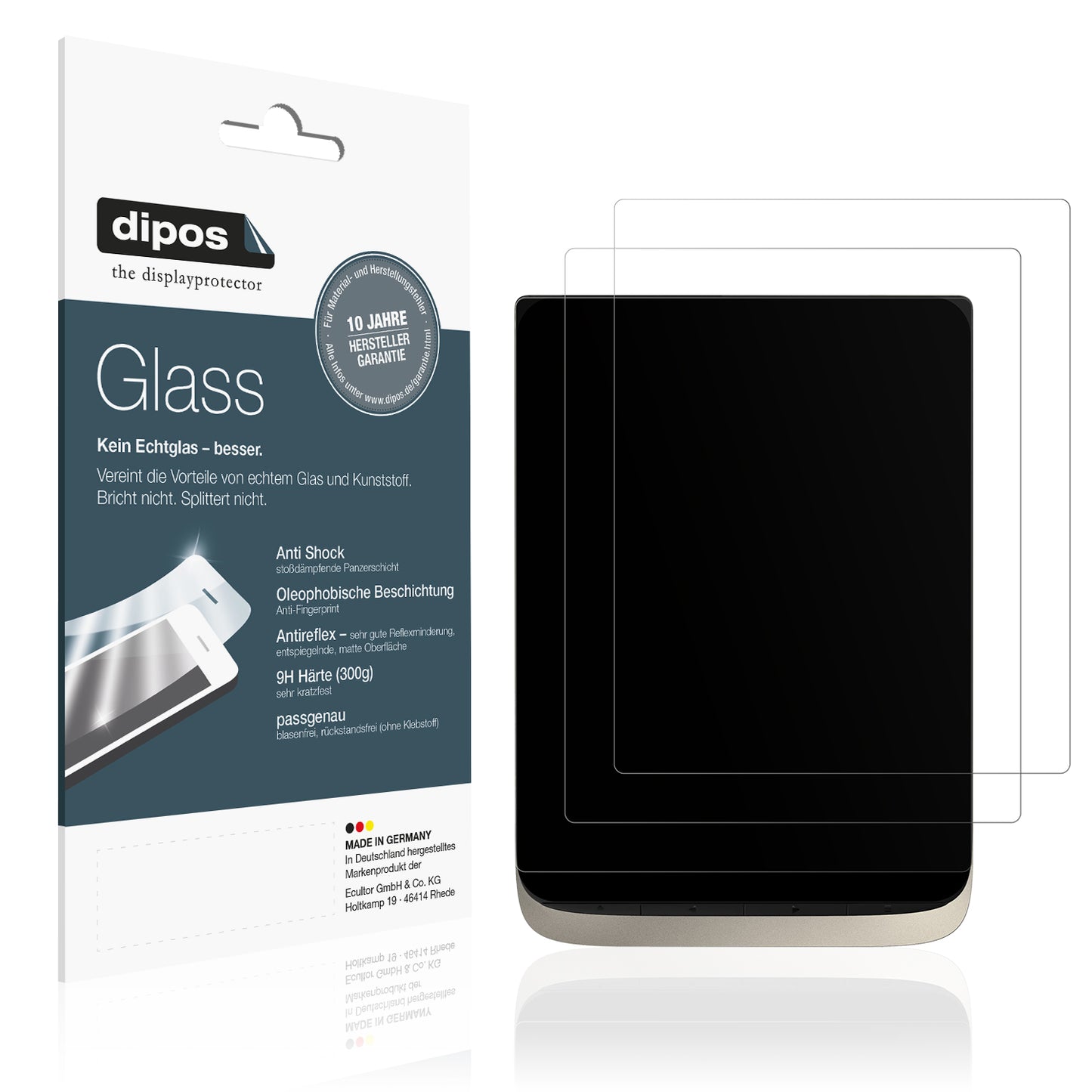 Matte Displayschutzfolie von dipos passend für PocketBook InkPad Color 3, 9H kratzfest und blasenfrei montiert