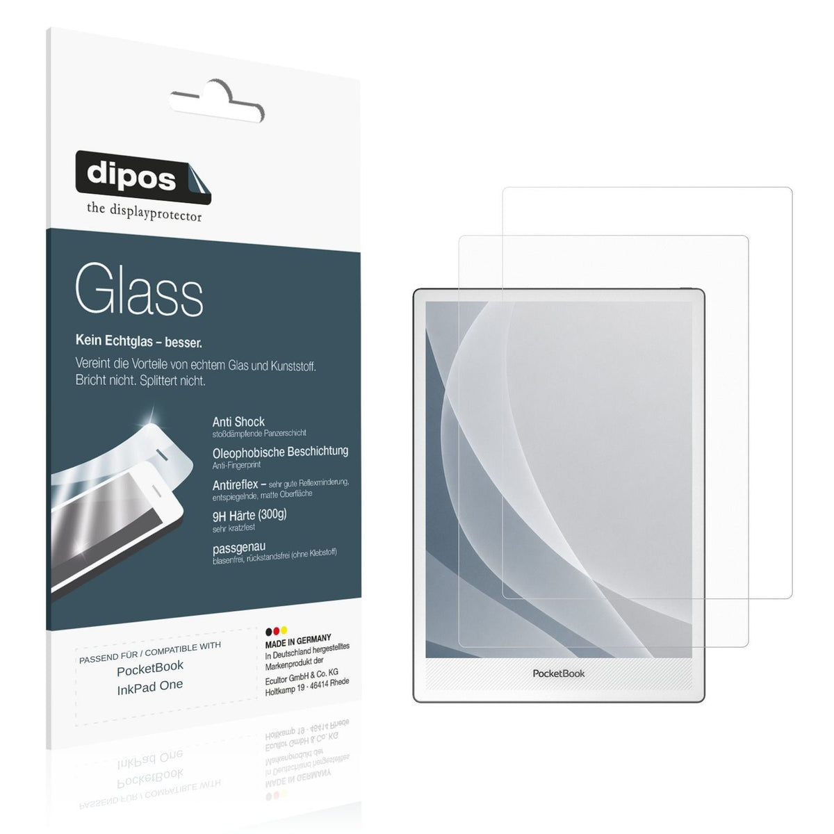 Matte Displayschutzfolie von dipos passend für PocketBook InkPad One, 9H kratzfest und blasenfrei montiert